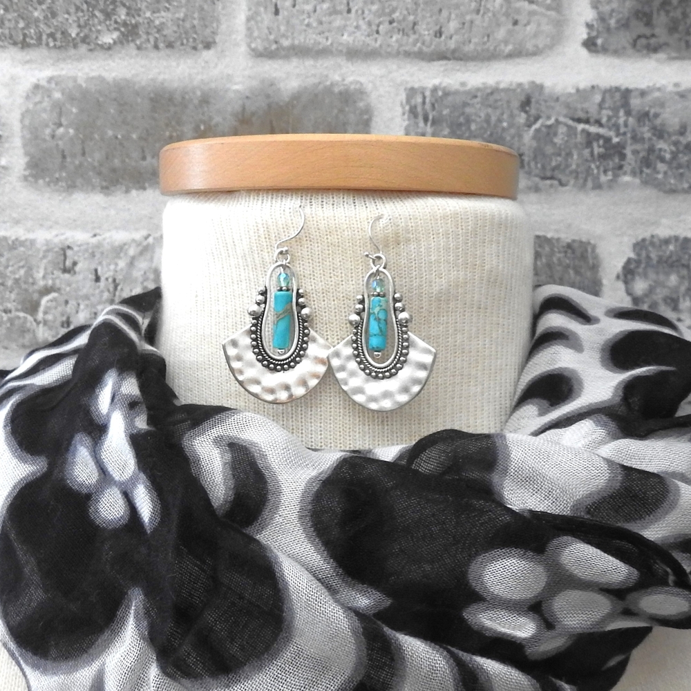 Silver Zamak and Imperial Jasper Dangle Earrings